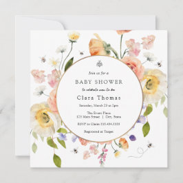 Mom to BEE Floral Baby Shower Invitation Kaart