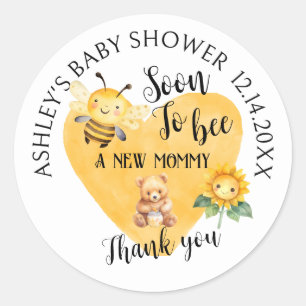 Mom-to-Bee Honey Beer Baby shower Ronde Sticker
