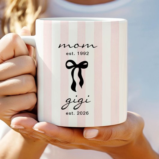 Mom to Gigi Est Mug with Bow