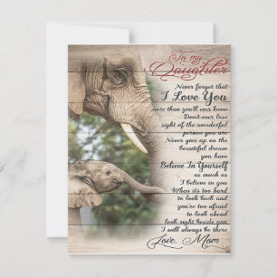 Mom To My Daughter Letter, Girl Birthday Gift Kaart