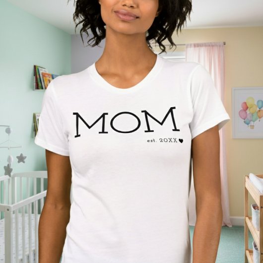 Mom Vastgesteld Hart Zwart Minimal T-shirt