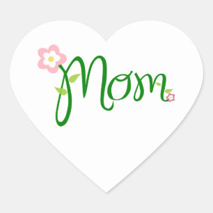 Mom White Heart Sticker
