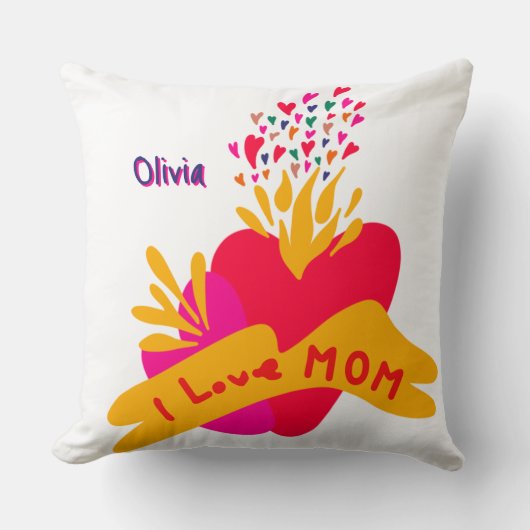 Mom with colorful hearts kussen (Voorkant)