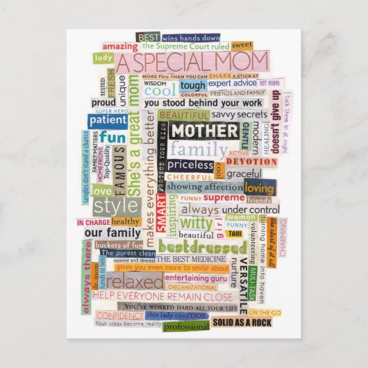 Mom Word Collage Briefkaart (Voorkant)