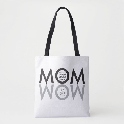 MOM, WOW, custom, moederdag gift, "van kinder" Tote Bag (Voorkant)