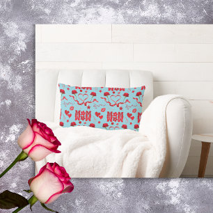 MOM/WOW: Een liefdesbrief in rood op blauw   Kussen