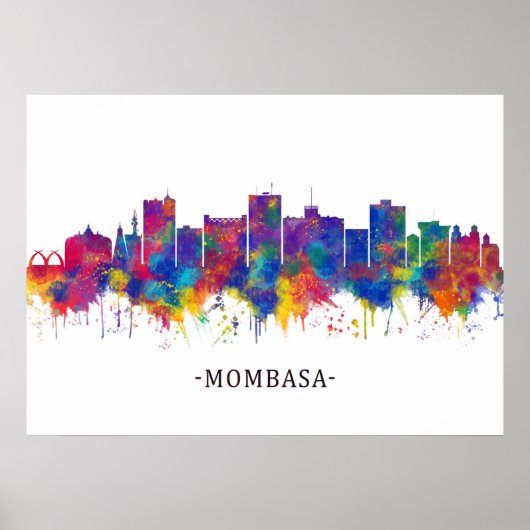 Mombasa Kenya Skyline Poster (Voorkant)