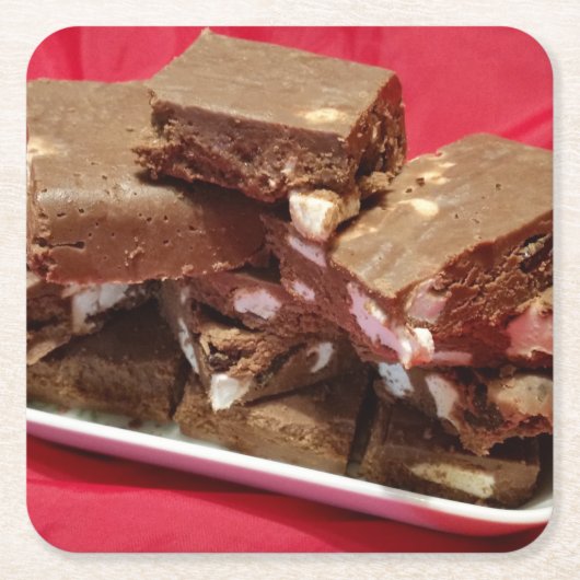 momcherrymarshmallowfudge vierkante kartonnen onderzetter (Voorkant)