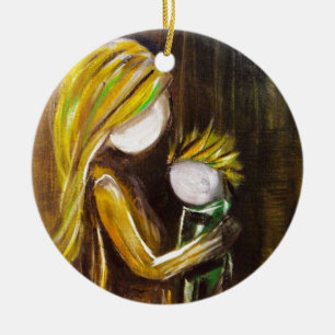 Moment met moeder (zoon) keramisch ornament