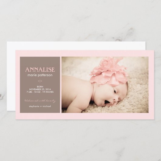 Moment spécial Photo bébé fille Faire-part de nais (Devant / Derrière)