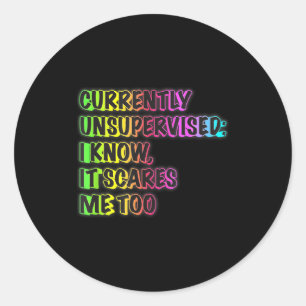 Momenteel Onbegeleid Grappige Quote Humor Sarcasme Ronde Sticker