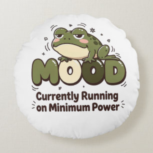 Momenteel op minimale kracht Frog Tee Rond Kussen