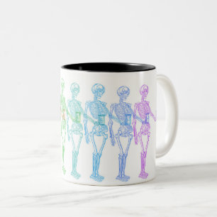 Momento Mori Anatomical Skeleton Vivid Rainbow Tweekleurige Koffiemok
