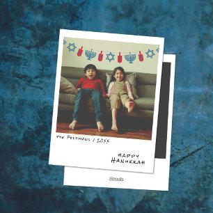  momentopname   Blauw/rood Chanoeka Garland Feestdagenkaart
