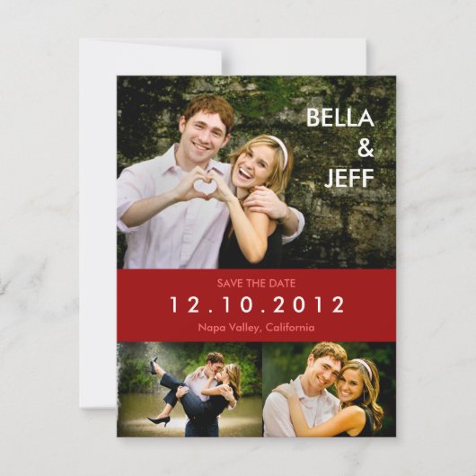 Momentopnamen Weduwnaar in rood sparen de Datum Ka Save The Date (Voorkant)
