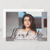 Momentous Black Script Photo Afstuderen Bedankkaart (Voorkant / Achterkant)