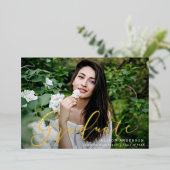 Momentous Gold Foil Script Afstuderen kondiging Folie Uitnodiging (Staand Voorkant)