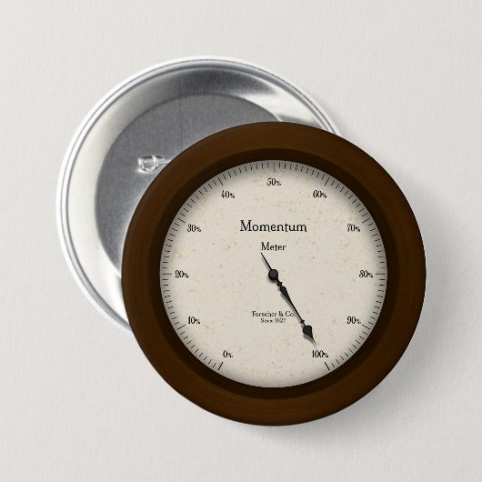 Momentum Meter Style Steampunk Gage Ronde Button 7,6 Cm (Voorkant /achterkant)
