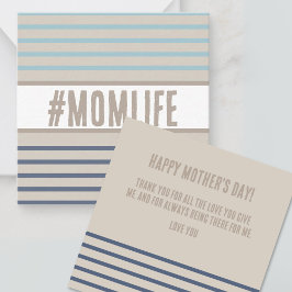 Momlife turquoise blauw en beige notitiekaartje