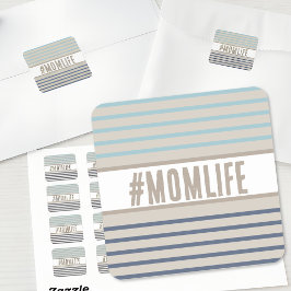 Momlife turquoise blauw en beige vierkante sticker