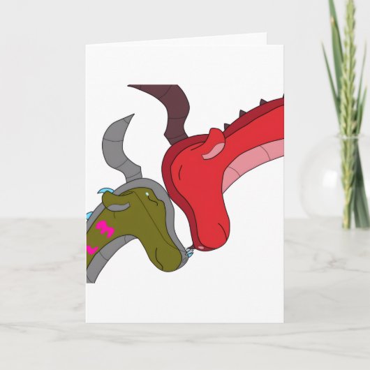 Momma & Baby Dragon Blank Inside Greeting Card Kaart (Voorkant)