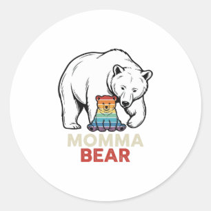 Momma Beer Regenboog Vintage Gravure Shirt Ontwerp Ronde Sticker