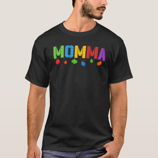 Momma Blocks Master Builder Brick Builder Birthda T-shirt (Voorkant)