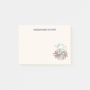 Momma Bunny in mandje en Florals Baby shower Post-it® Notes
