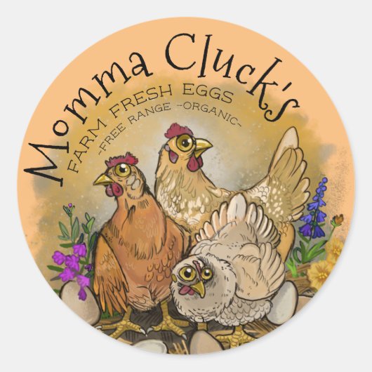Momma Cluck's Farm Oeufs frais Étiquettes (Devant)
