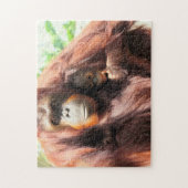 Momma et bébé Puzzle Orangutan (Vertical)