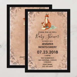Momma Fox en Baby Baby shower Waterverf Kaart