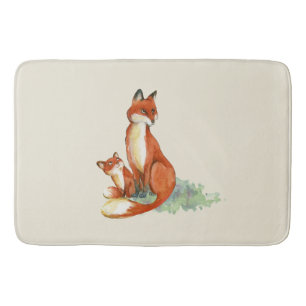 Momma Fox en Baby Illustratie Waterverf Badmat