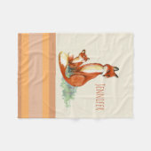 Momma Fox en Baby Illustratie Waterverf Fleece Deken (Voorkant (Horizontaal))