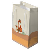 Momma Fox en Baby Illustratie Waterverf Klein Cadeauzakje (Achterkant Gekanteld)