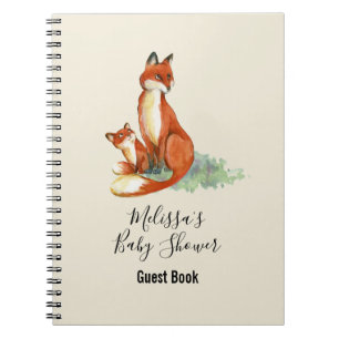 Momma Fox en Baby Illustratie Waterverf Notitieboek