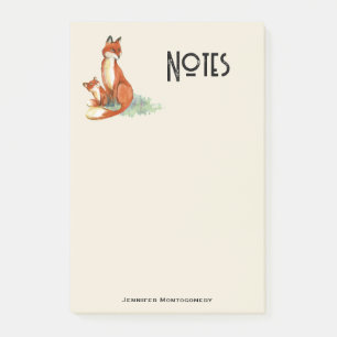 Momma Fox en Baby Illustratie Waterverf Post-it® Notes