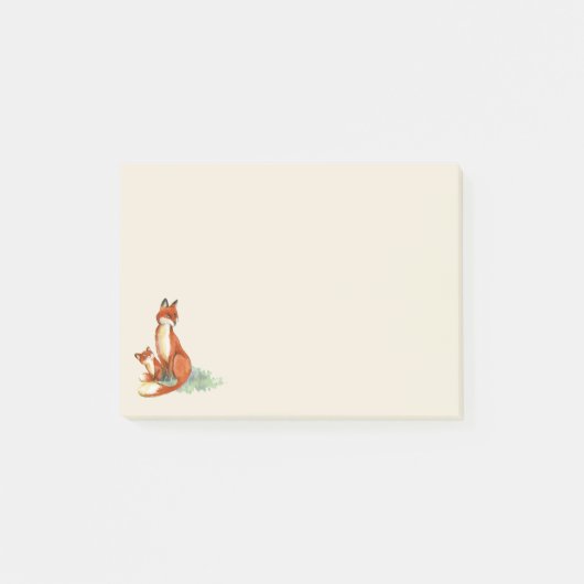 Momma Fox en Baby Illustratie Waterverf Post-it® Notes (Voorkant)