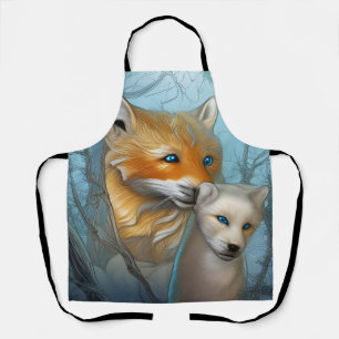 Momma fox en haar baby schort