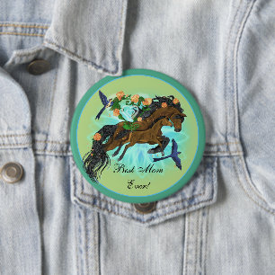 Momma Horse and foal Ronde Button 4,0 Cm