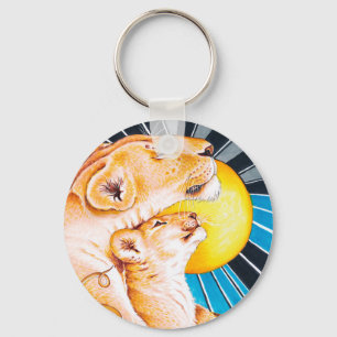 Momma Lion en de Cub Ink Sleutelhanger