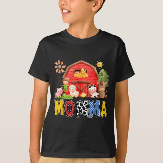 Momma Red Farm Cow Birthday Boy Matching Family Pa T-shirt (Voorkant)