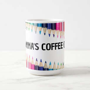 MOMMA'S GEKLEURDE POTLODEN KOFFIEBEKER / MOK
