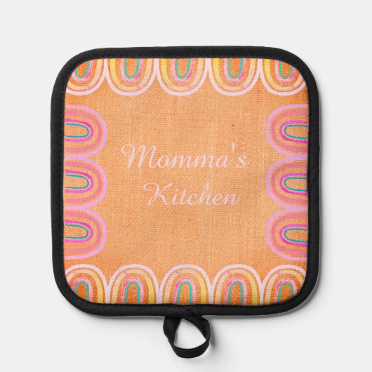 Momma's Kitchen Folk Rainbow Pattern Pannenlap (Voorkant)