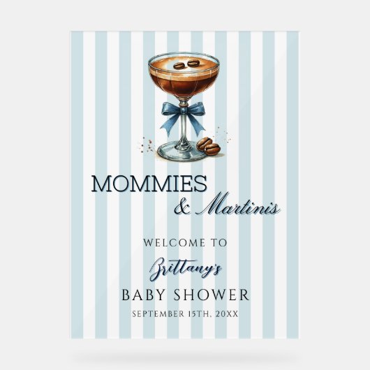 Mommies et Martinis Baby shower bleu Affiche de bi (Recto)