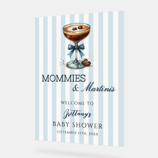 Mommies et Martinis Baby shower bleu Affiche de bi (Angle)