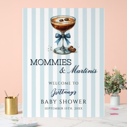 Mommies et Martinis Baby shower bleu Affiche de bi (Mariage)