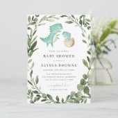 Mommy Baby Dinosaur Baby shower Invitation (Debout devant)