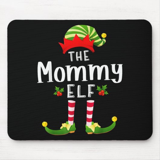 Mommy Christmas Elf Matching Pajama X-mas Party Muismat (Voorkant)