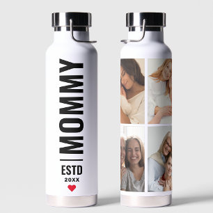  Mommy Established   Custom Date 4 Photo Collage Waterfles