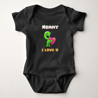 "Mommy I Love U" Cute Baby Alien Heart Romper